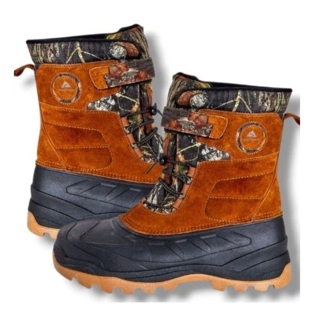 Ozark Trail Snow Boots Men’s Size 8 Waterproof Genuine Suede Mossy Oak Camo